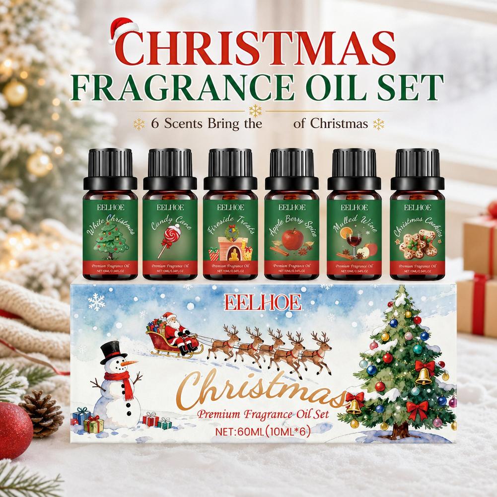 Home Fragrance Gift - 6種類のアロマオイルがセットになった、クリスマスギフトに最適な、香りが長持ちするベーカリー用オイル。アロマディフューザーや手作りキャンドル、石鹸作りにも。