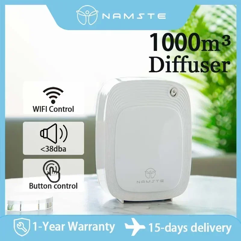Home Fragrance Logo - Namste 1000m³ アロマディフューザーマシン 200ML 容量エッセンシャルオイル空気清浄機フレグランスオイルディフューザーホームエアフレッシュナーホット