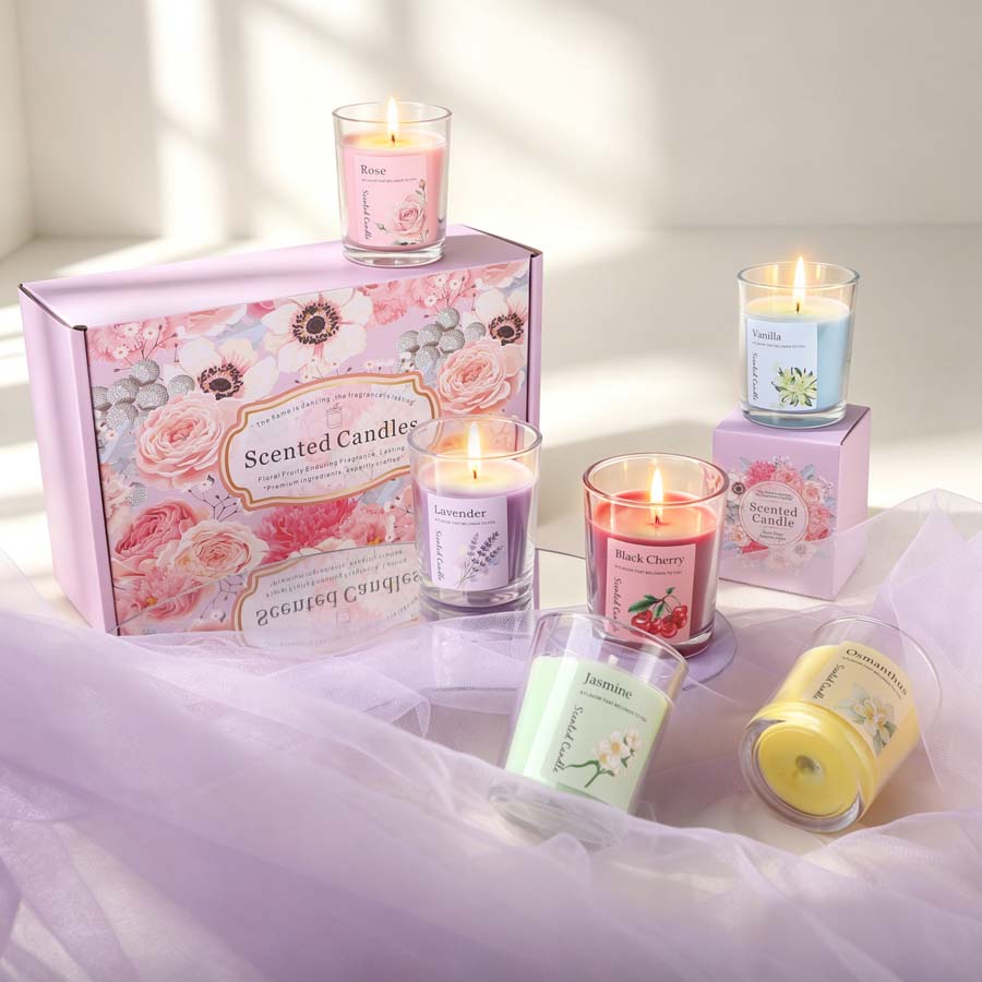 アロマセラピーアロマキャンドルギフトセット 6種類の香りのガ - Home Fragrance Gift のレビューと価格